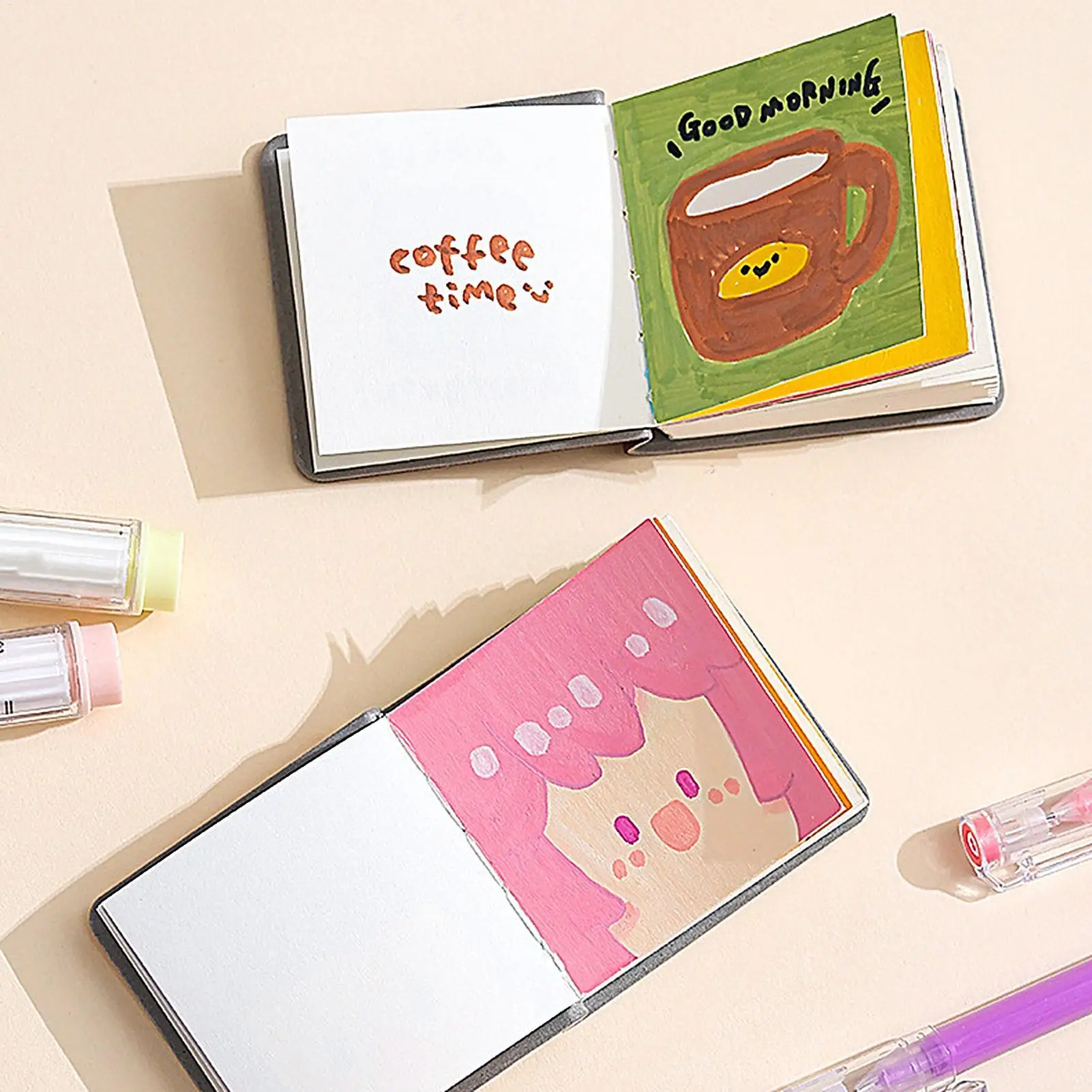 3 Pezzi Mini Album da Disegno Quadrato, Blocco per Schizzi ad Acquerello, Carta Spessa, Taccuino Aziendale 2x2 Pollici, Album Tascabile per Arte - immagine 5
