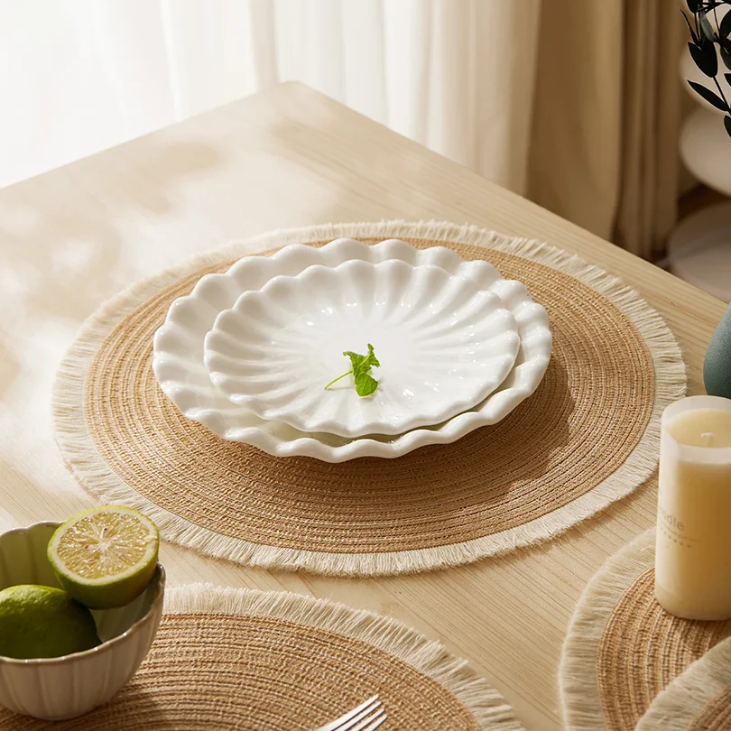 1pc Hot Selling Fringe Eco-friendly Household Non-Slip Heat-Resistant Morden Style Table Placemat Washable Mat For Dining Table