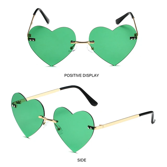 Gafas De Sol Polarizadas Con Forma De Corazón Para Mujer Lentes De Sol Polarizadas Sin Montura De Policarbonato Colores Vintage Uv400 Para Fiesta 2025
