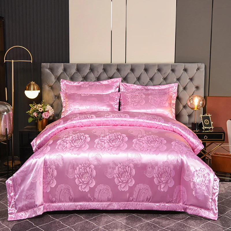 Luxury Satin Jacquard Bedding Set European Style Home Textile Bed Set Queen Size Soft Comfortable High End Duvet Cover Set King 