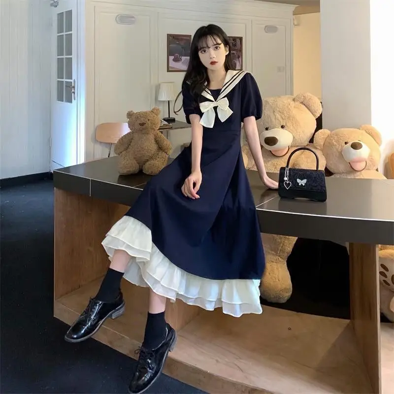 Review for Japanese navy collar dress yv42221