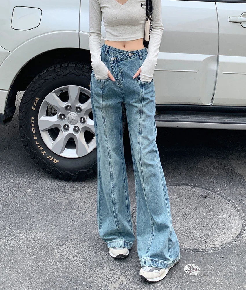 

Женские зимние джинсы-шаровары, свободные джинсовые брюки с высокой талией и 2 пуговицами, модель 2022 года