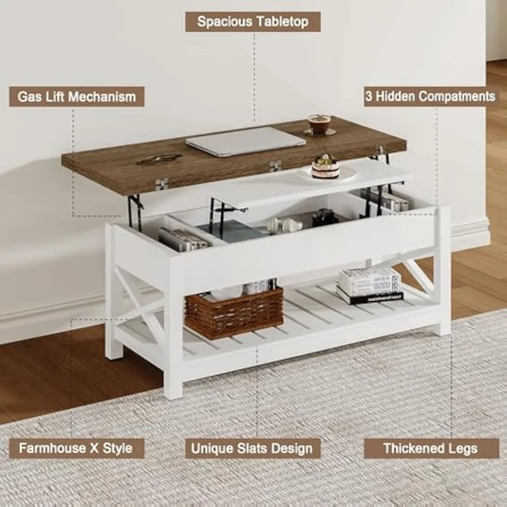 Lift Top Coffee Table,Multi-Function Convertible Coffee Table with Storage and Compartment,Coffee Table Converts to Dining Table 3