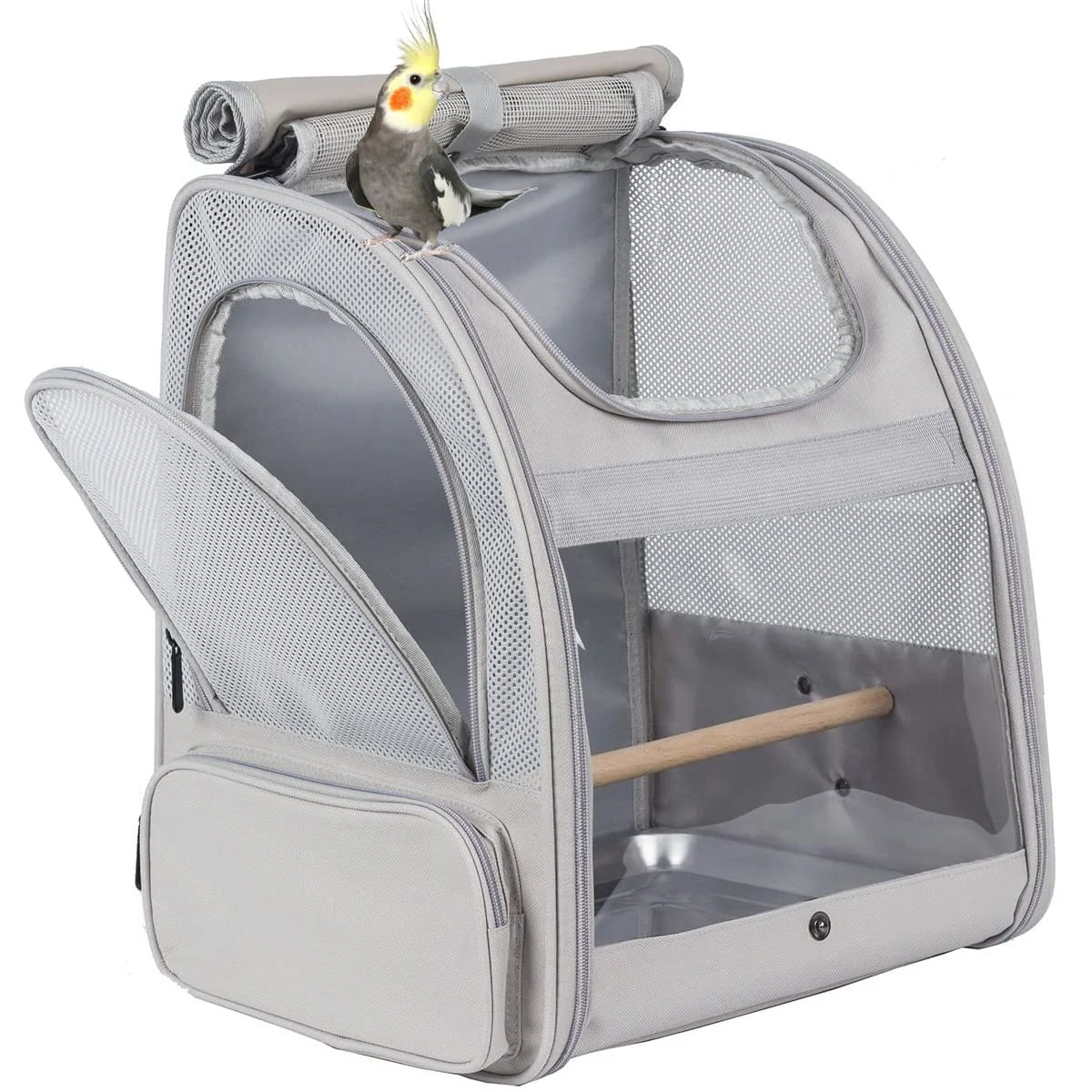 

Bird Backpack Carrier with Stand Perch, Bird Travel Backpack for Hiking, Airline Approved Green Bird Backpack