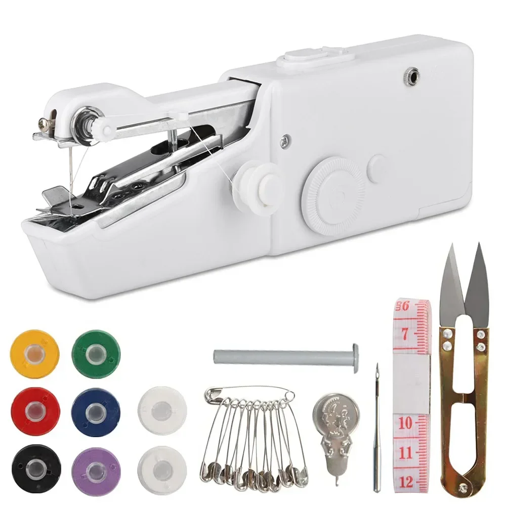 Household Portable Sewing Machine Repair Quick Stitch Sew Needlework Cordless Clothes Fabrics Mini Handheld Sewing Machine 3