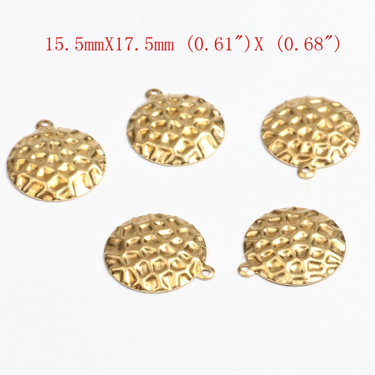 Gehämmerte Messing-Charms, Münzförmiger Verbinder, Zubehör für DIY-Ohrringe, Halskette, Armband, DIY-Herstellung, Schmuckzubehör – Detail 10