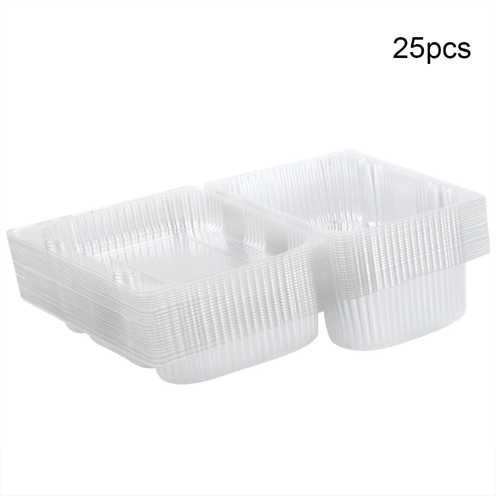 25 PCS Disposable Plastic Hinged Loaf Container Food Fruit Storage Box 22.5 X 12.7 X 8.5 Cm