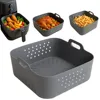 Silicone Air Fryer Baking Tray 5.5-6.2L Heightened Reusable Air Fryer Basket Square for Philips-NA230 Ninja 180COSORI