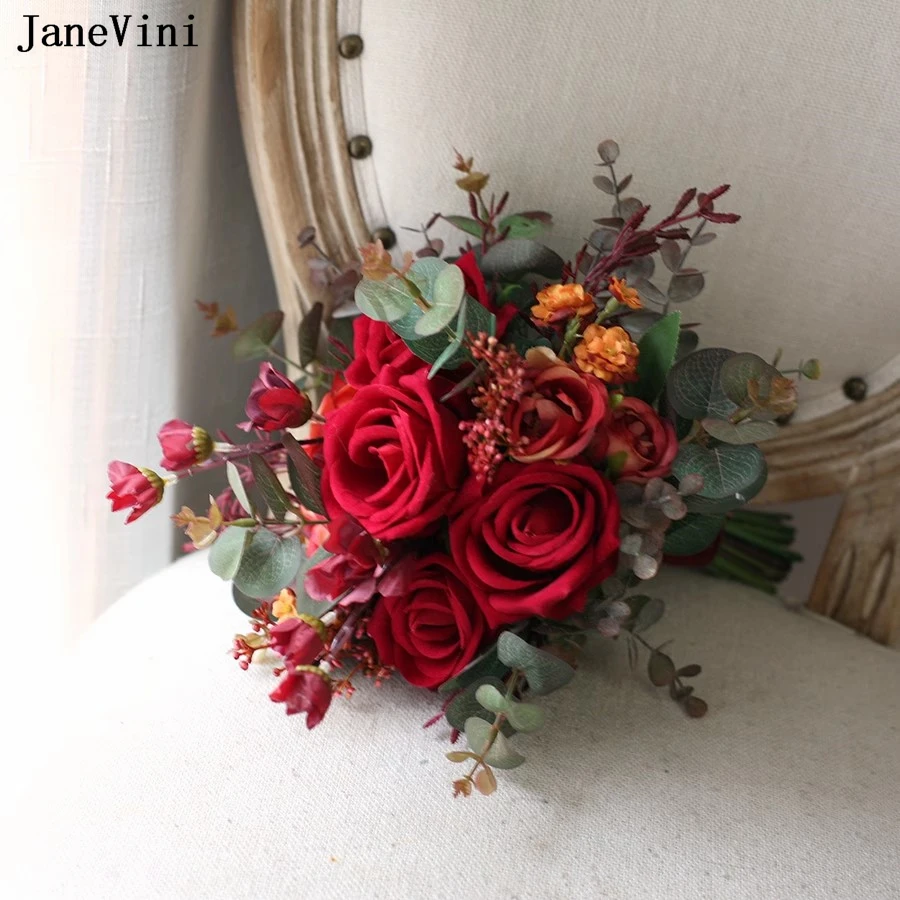 Bridesmaid Bridal Bouquets Artificial Silk Roses Flowers Fake Bouquet Wedding Accessories