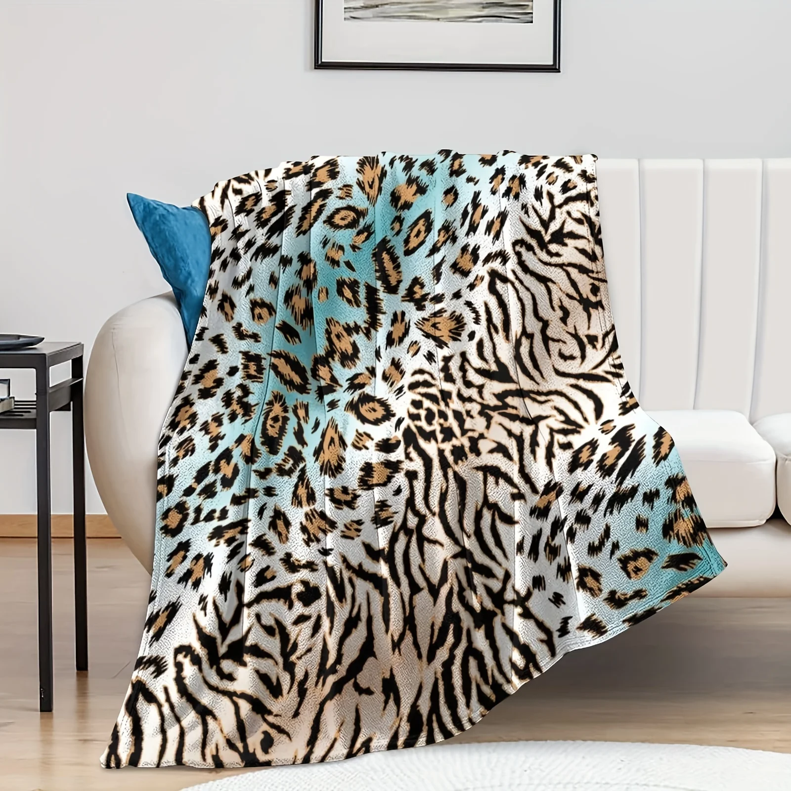 레오파드 담요, 부드럽고 따뜻한 담요, 낮잠 레저 담요, 소파 사무실 침대 캠핑 여행 필수품, 1 개