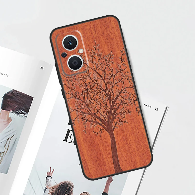 Bamboo Skull Pattern Wood Print Phone Case Cover