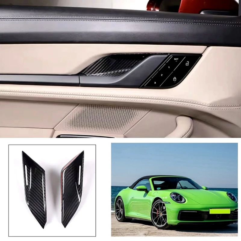 

Real Dry Carbon Fiber for Porsche 911 992 2019-2023 Car Inner Door Handle Bowl Cover Trim Interior Accessories
