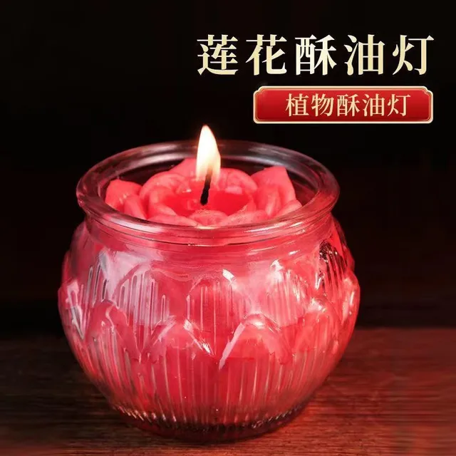 24 Órás Lotus Butter Lámpa Üveg Gyertya Jar Születésnapi Füst Nélküli Otthoni Dekoráció Illatos Gyertyák Esküvőkhöz Dekorációhoz