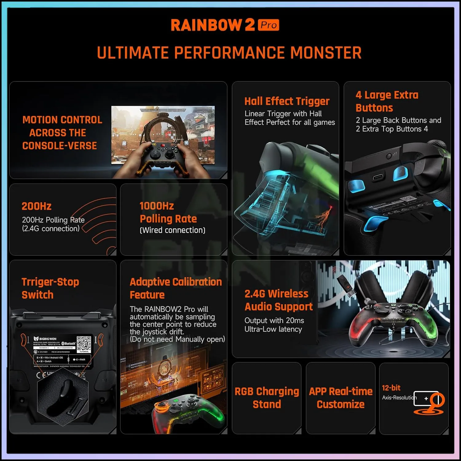 BIGBIG WON Rainbow 2 Pro Elite Gaming Controller Wireless Connect 