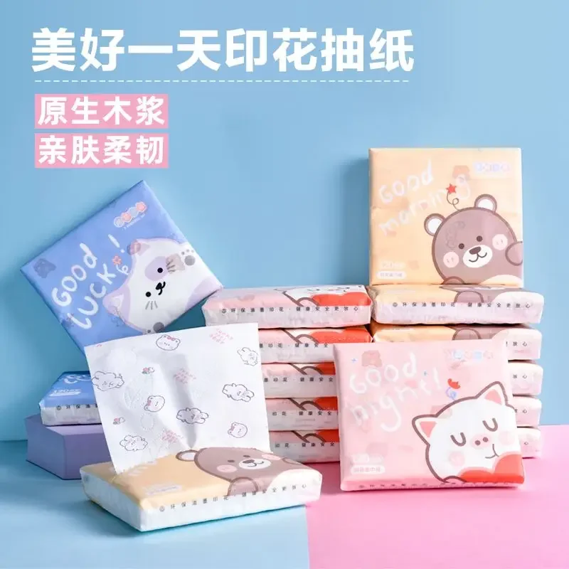 Cartoon Printing Small Packet of Paper Towels Pink Napkins Heart To Heart Handkerchief Paper Facial Tissue Paper facial tissue paper