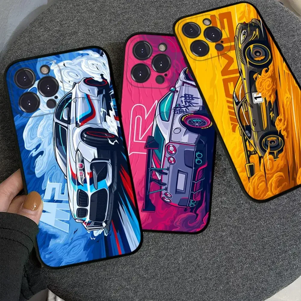 Drift Sports Car Male Men Phone Case for iPhone 16 15 8 7 6 6S Plus X  XS 14 11 12 13  Pro Max