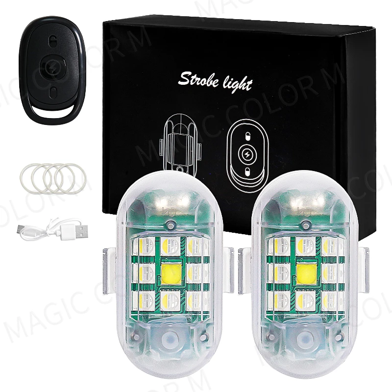 2PCS Wireless LED Strobe Light Remote Control Warning Lamp Flash