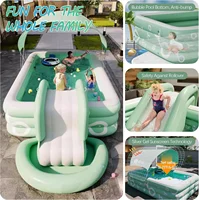 Inflatable Pool with Canopy and Slide,Large Inflatable Swimming Pool for Persons,Family Pool for Backyard, Outdoor 5