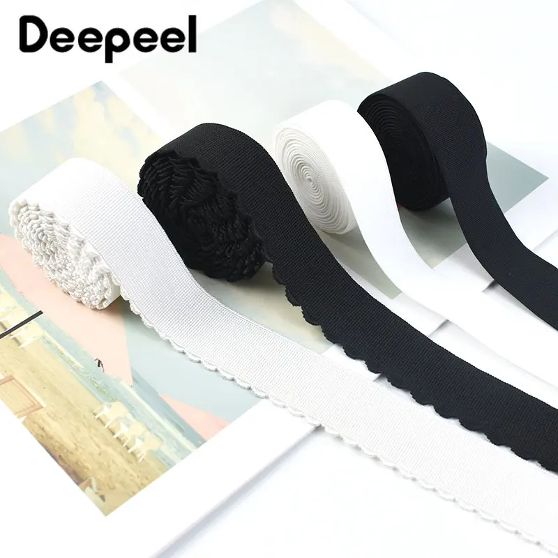 

10Meters Black White Nylon Elastic Bands 10-50mm Wide Rubber Band Stretch Strap Lingerie Pants Belt Waist DIY Sewing Accessories
