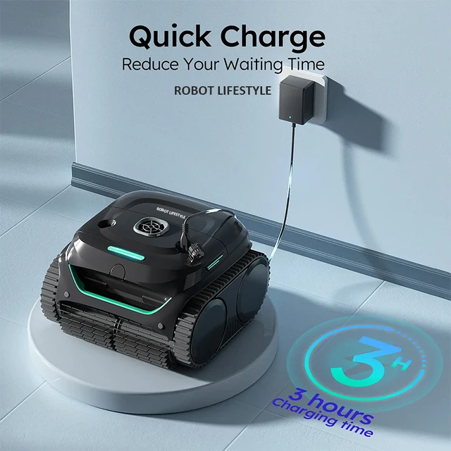 Robotic Swimming Pool Cleaner WYBOT C2 With App Control Wall Floor Waterline Max150㎡ Dual-layer Filtratie 180mins Running Time 2