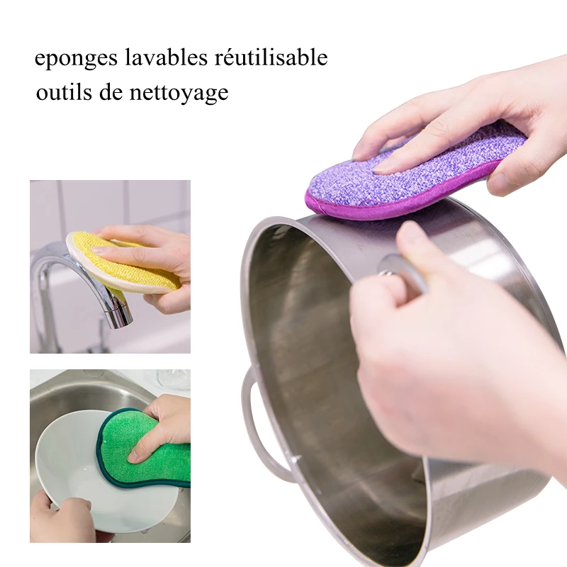 Éponges de Cuisine Double Face en Mélamine, Lavables et Réutilisables,  Outils pour Laver la Vaisselle, Brosse à Casseroles - AliExpress