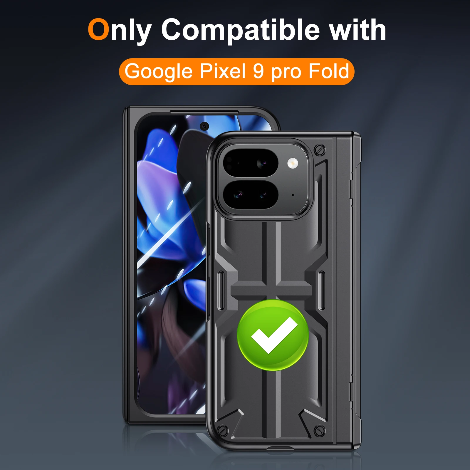 POVSCAE Full-Coverage Hinge Protection Slim Shield Armor Case with Stand and Screen Protector