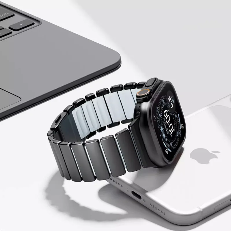 Titanium Silicone Magnetic Metal Strap for Smartwatches – Men's Band