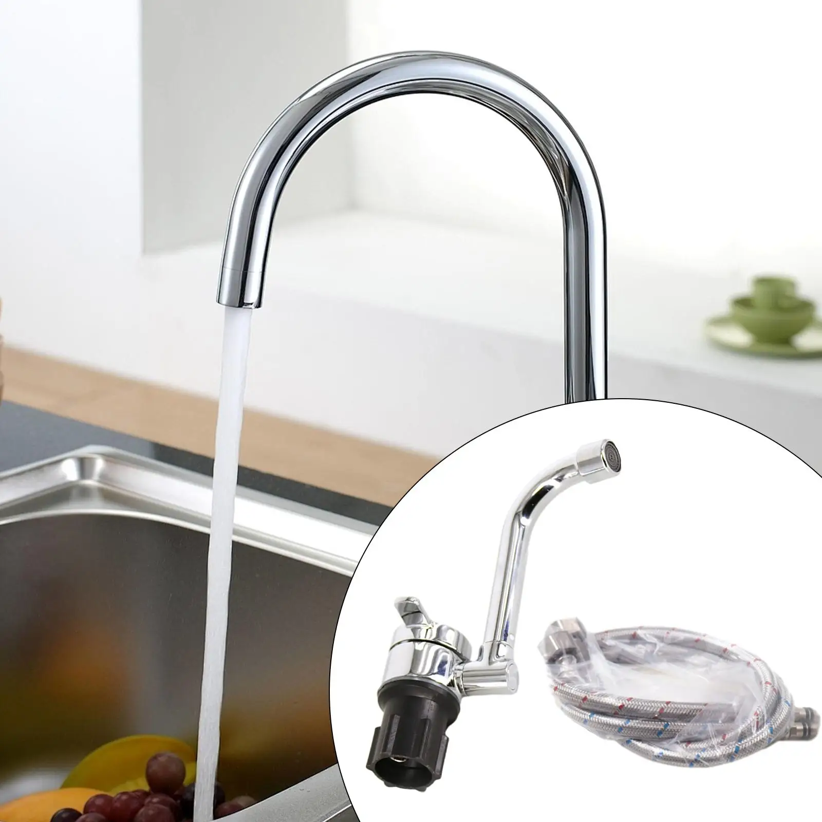 RV Faucet Hot and Cold Stainless Steel Camper Faucet for Caravans Marine
