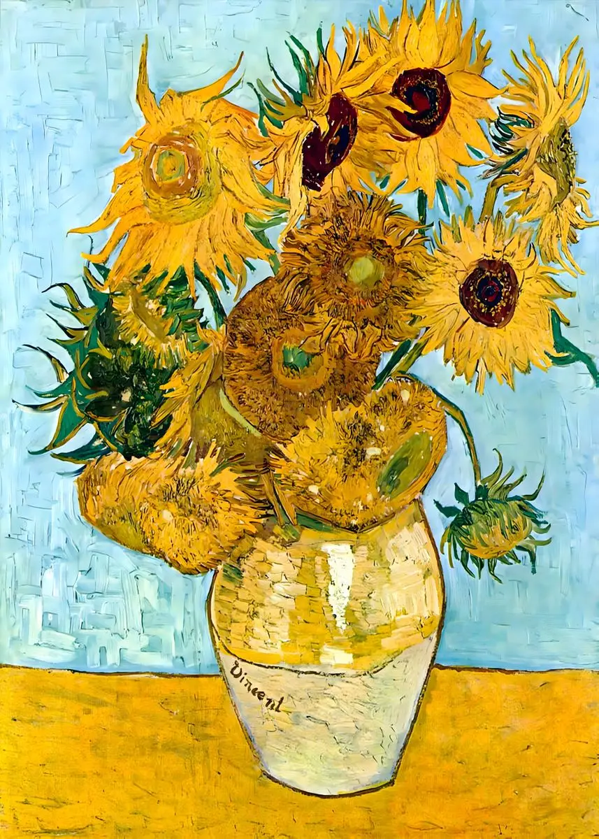 Impressionist Vincent Van Gogh Sunflowers Canvas Painting - Abstract Floral Wall Art Decor