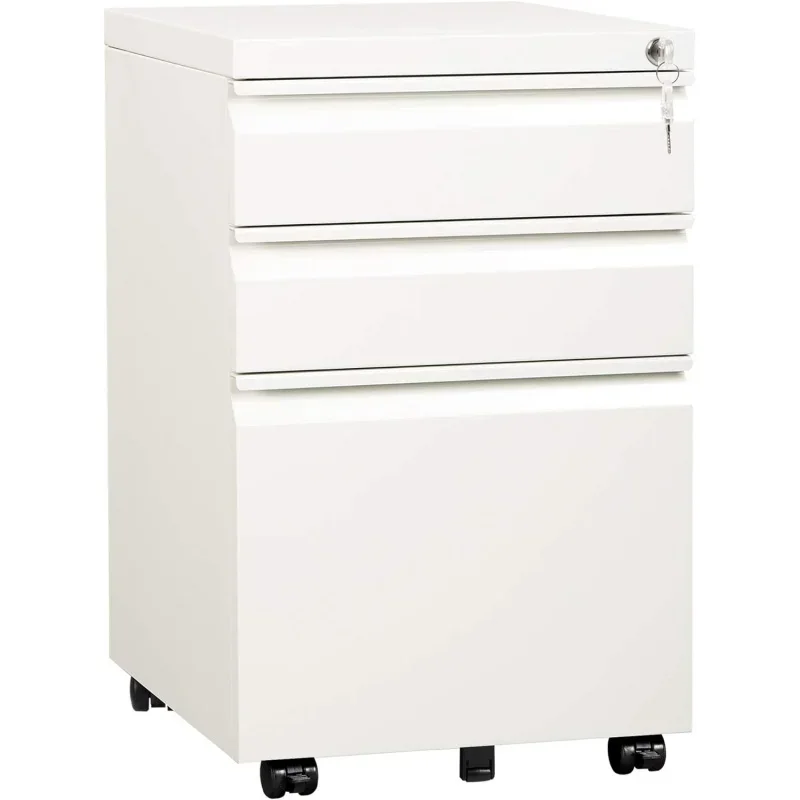 

DEVAISE 3 Drawer Mobile File Cabinet with Lock, Under Desk Metal Filing Cabinet for Legal/Letter/A4 File, Fully Assembled Except