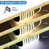 DC 12V 24V COB Strip 320Leds/M High Density RA90 White Pink Yellow Ice Blue Red Green Flexible Ribbon Rope LED Light 6