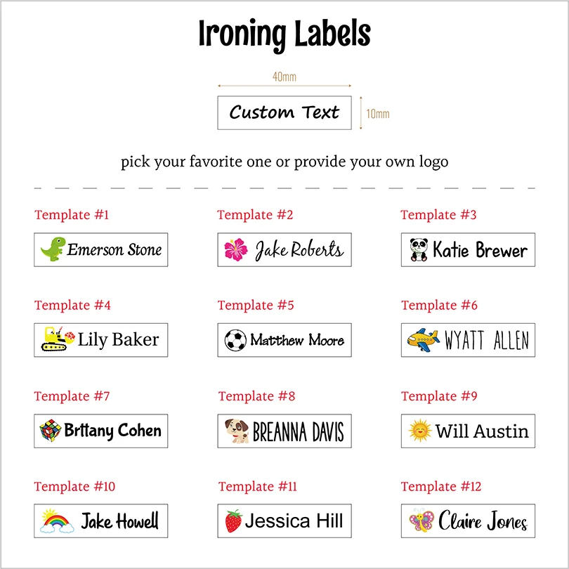 School Labels, Ironing Labels, Personalized Name, Clothing, Organic Cotton Labels,Children's Names,Brand Tags, TB5657