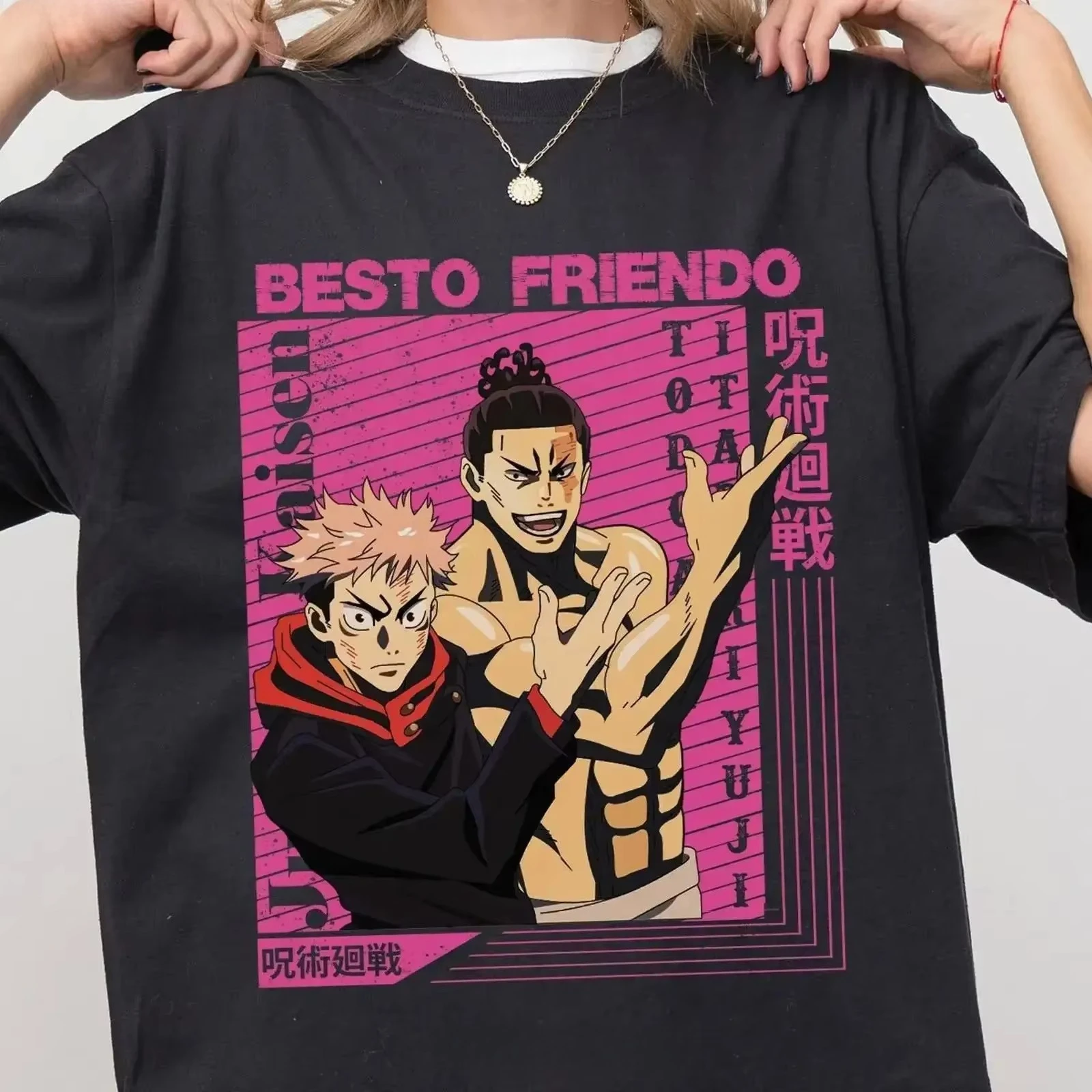 Jujutsu Kaisen Anime Besto Friendo Toji Fushiguro Gojo Yuji Itadori Aoi Todo Bedrucktes T-Shirt Sommer-T-Shirt für Männer und Frauen