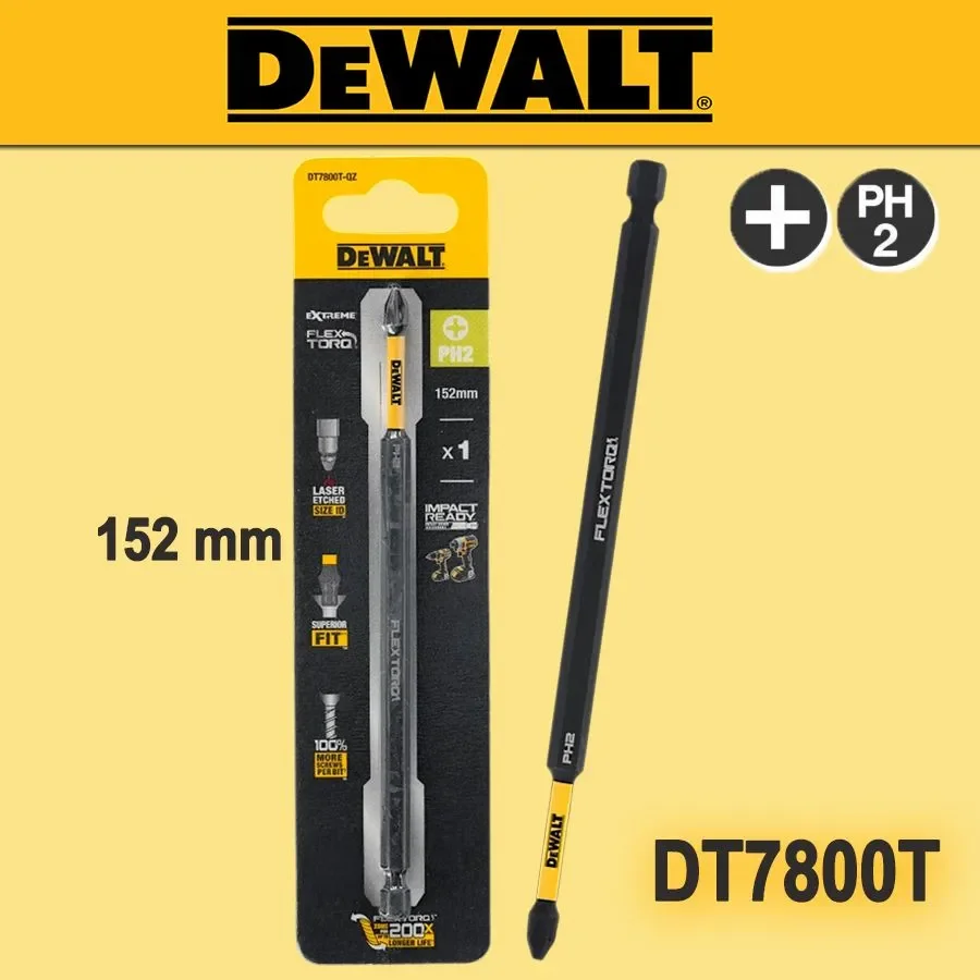 DEWALT PH2 152 mm Original-Schlagschrauber-Bit 1/2/5/10 Stück Elektro-Schraubendreher mit hoher Härte, verlängert, verbessert, DT7800T – Detail 2