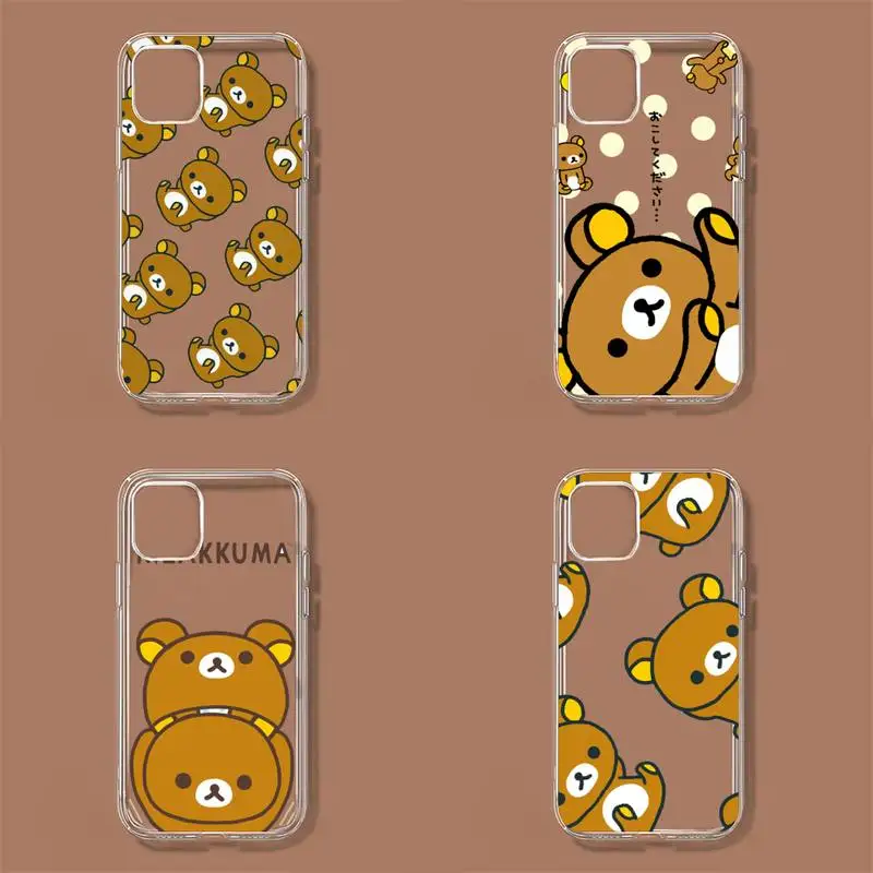 Милый чехол Rilakkumas для телефона iPhone 11 12 Mini 13 Pro XS Max X 8 7 6s Plus 5 SE XR прозрачный |