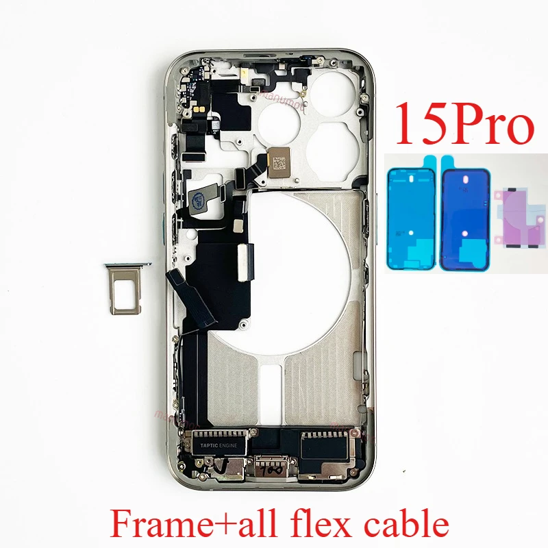 For iPhone 15 Pro Full Housing Middle Frame Bezel With Volume