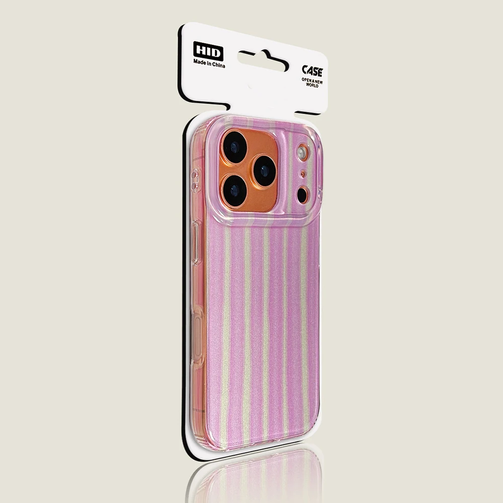Luxury Contrasting Color Stripes Pattern Glossy Shockproof Phone Case
