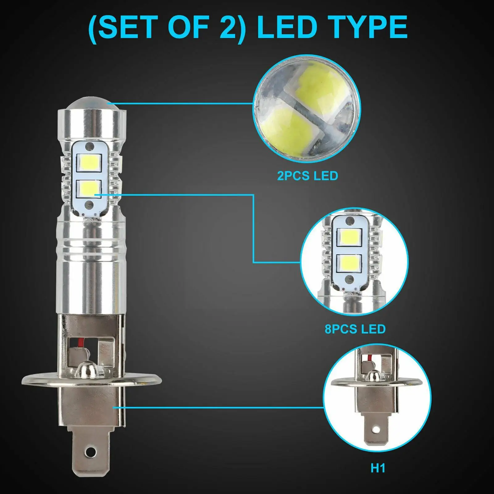 H1 LED Headlight Bulbs, Car H1 Light Bulbs w/ High Low Beam Light  Conversion Kit, 6500K 1200LM COB Chips Extremely Bright H1 Light Fit  12V/24V Vehicle 