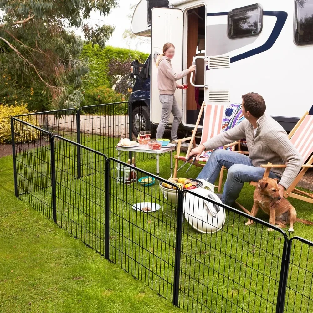 

Fence, 4 Panels Height Playpen Iron Dog Cat Exercise Barrier Outdoor Indoor RV Dog Fence Accessories, Fence