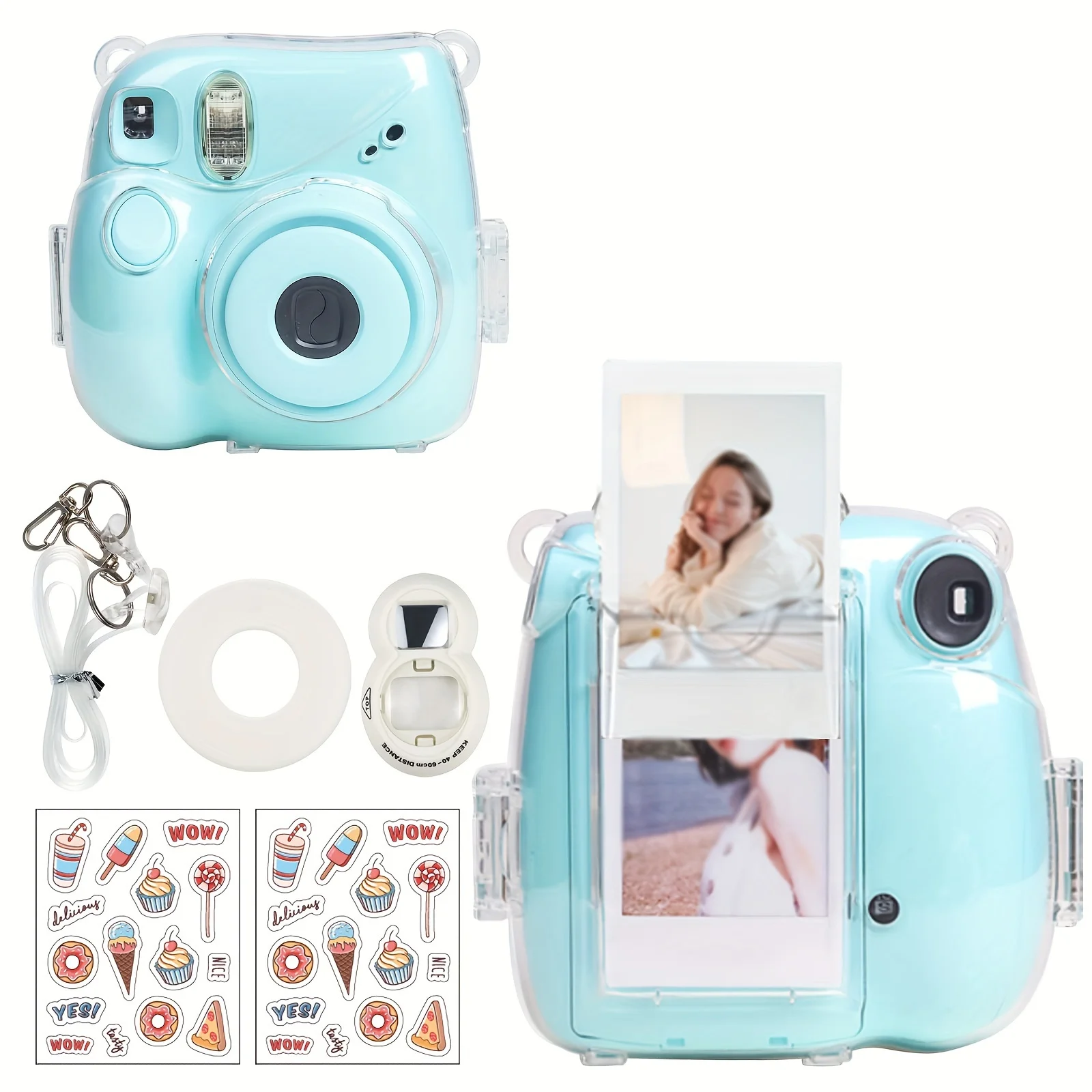 6-piece transparent protective case for Fujifilm Instax Mini 7+ Plus camera case-camera not included
