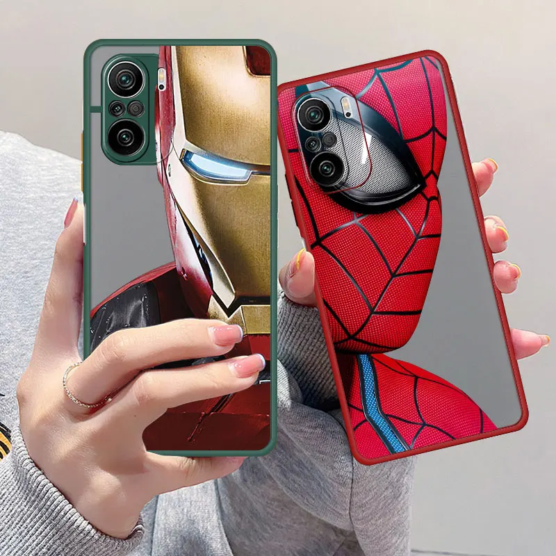 Custodia Per Telefono Per Xiaomi Redmi Note 9 10 Pro 5G 12 10 10 9S 12S 11S 11 Pro 9T 8 Hard Pc Marvel Ironman Spiderman Shell Cover