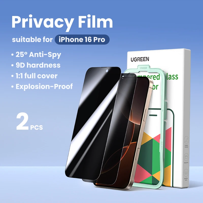 UGREEN 2-Pack Anti-Spy Tempered Glass Privacy Screen Protectors