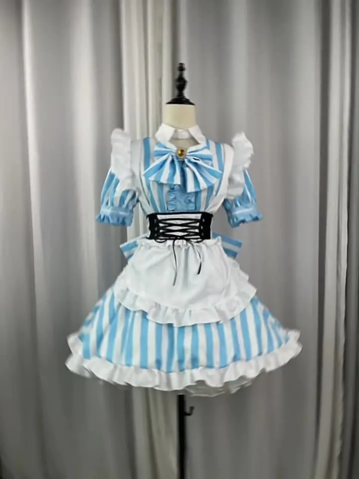 S-5XL Japanese Lolita Sweet Blue White Stripes Maidservant Maid Restaurant Apron Dress Uniform Outfits Anime Cosplay Costume - AliExpress 200000532 S-5XL Japanese Lolita Sweet Blue White Stripes Maidservant Maid Restaurant Apron Dress Uniform Outfits Anime Cosplay Costume - AliExpress 200000532