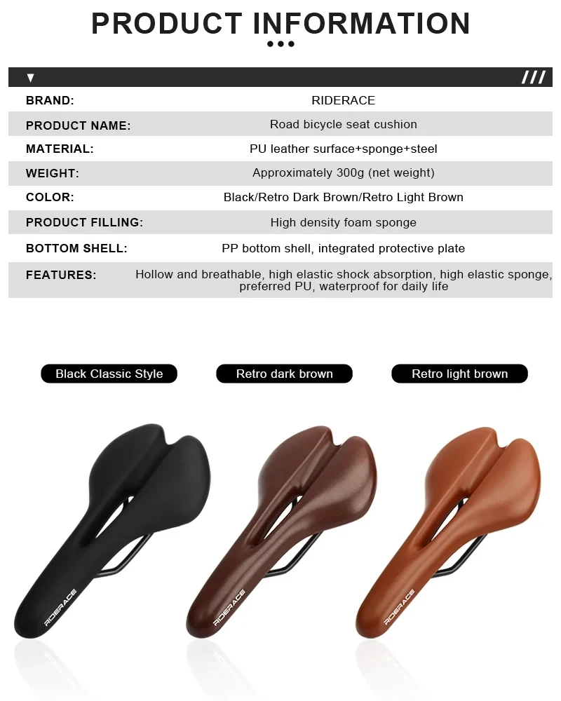 RIDERACE Fahrradsattel Hohler Fahrradsitz für Männer Frauen Weiches PU-Leder Bequemes stoßdämpfendes MTB-Rennradkissen – Detail 2