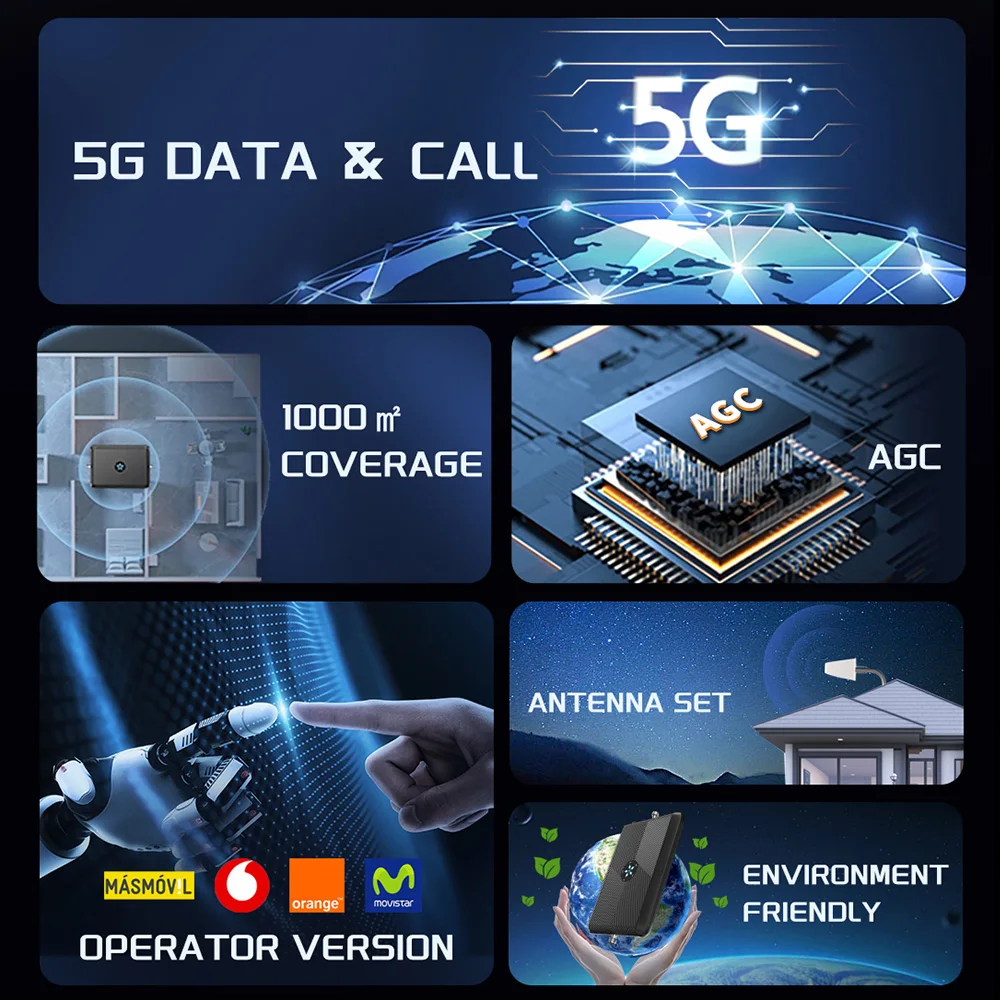 휴대폰용 5G 신호 증폭기, 셀룰러 증폭기, 신호 증폭기, 5 밴드 800 900 1800 2100, 2600Mhz 신호 부스터 세트
