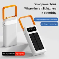 200000mAh Solar Power Bank High-capacity Built-in Cables External Battery LED Light Power Bank For iPhone Samsung Xiaomi 2025 2