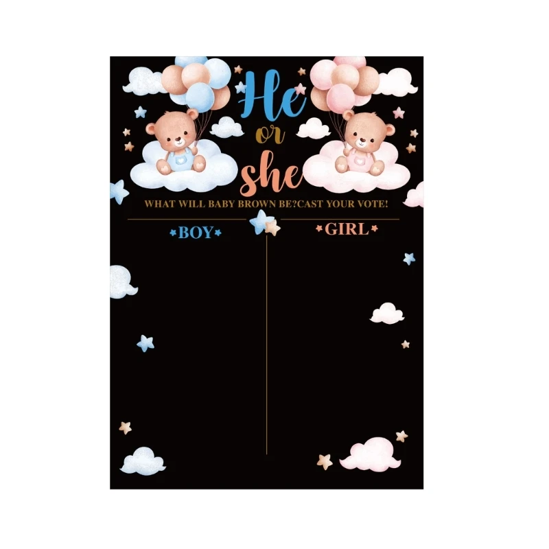 67Jb Gender Reveal Party Baby Gender Reveal Poster Con 36 Adesivi Per Bambini O Bambine