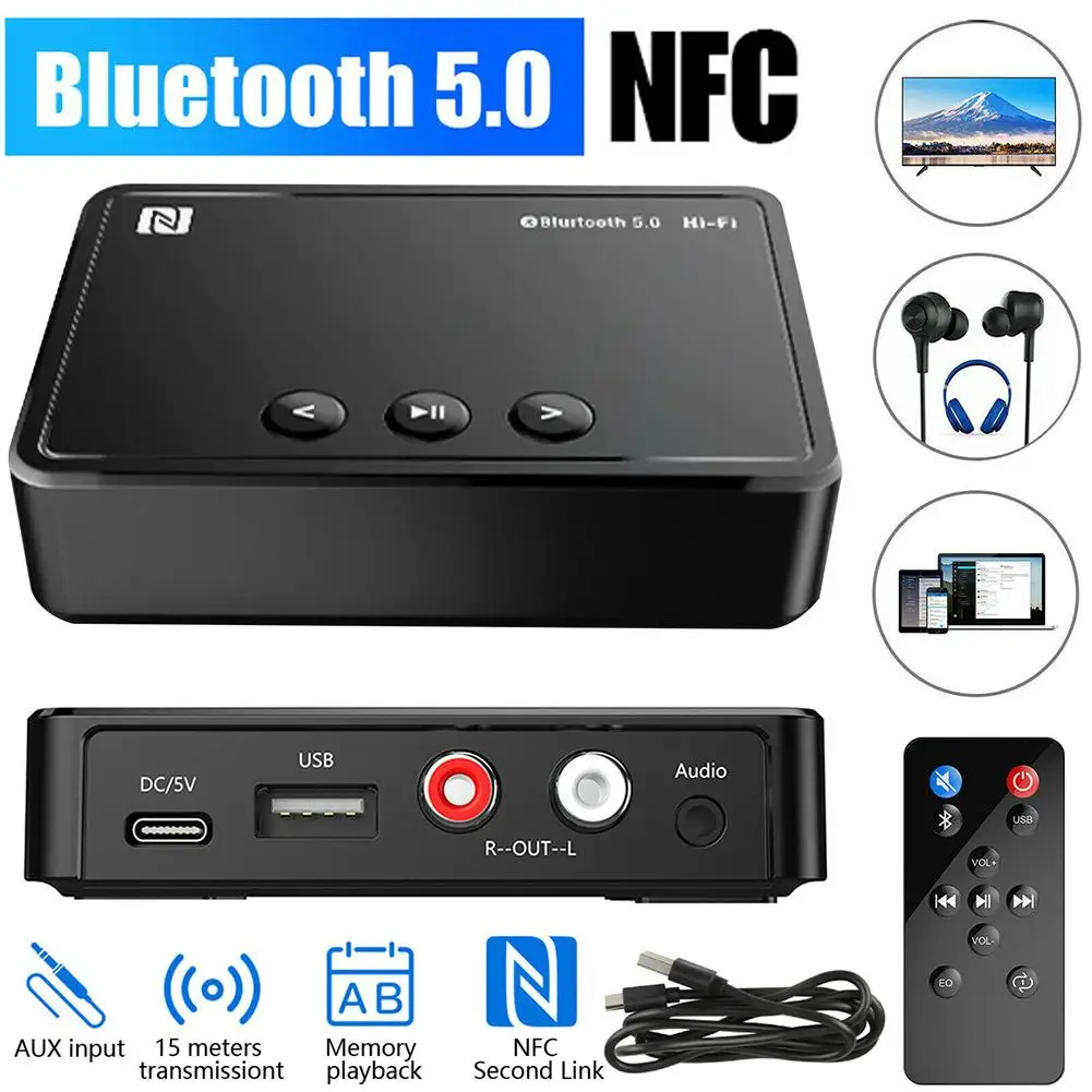 

NFC Bluetooth-compatible Receiver APP Control With Tuning Headset Wireless 3.5m Car Audio Bluetooth-compatible Adapter