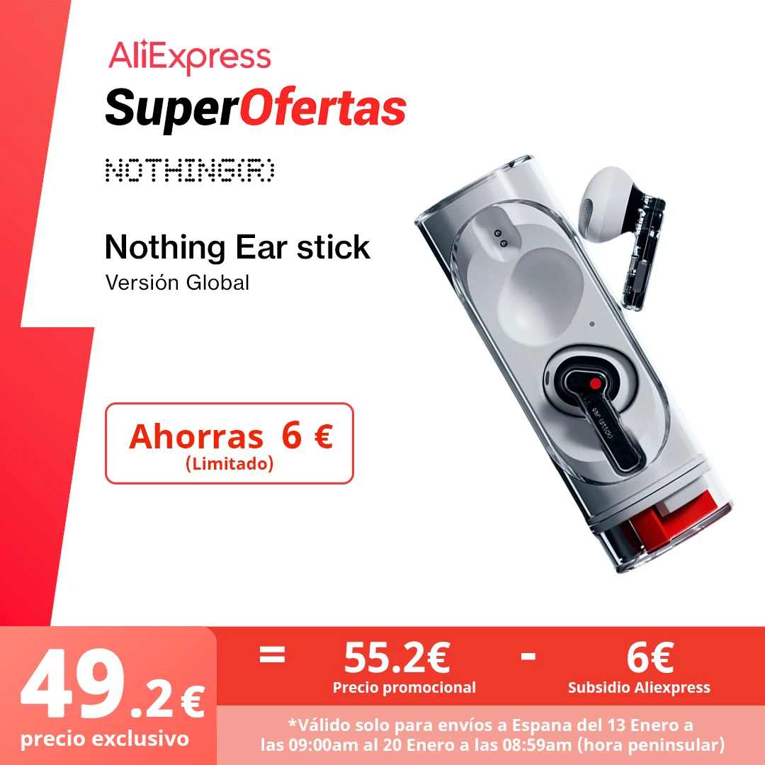 Versión Global Nothing Ear stick Diseño ergonómico Transductor dinámico personalizado de 12,6 mm Tecnología Clear Voice