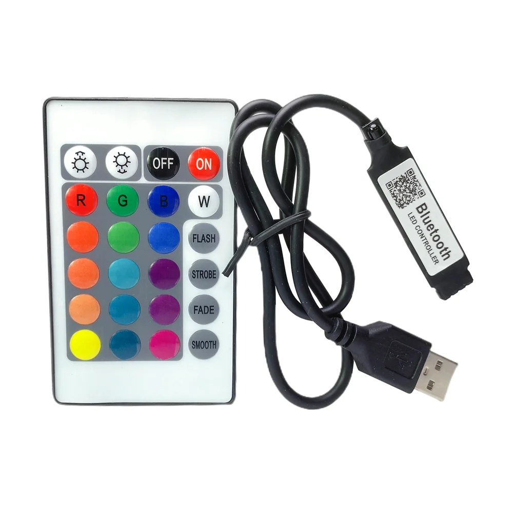 USB Bluetooth RGB LED Controller With 24Key IR Remote Music Timer Phone APP Control For 5V 2835 3528 5050 SMD COB TV Strip Light Sec9b7614da3346e38bd17d0f74dd04469
